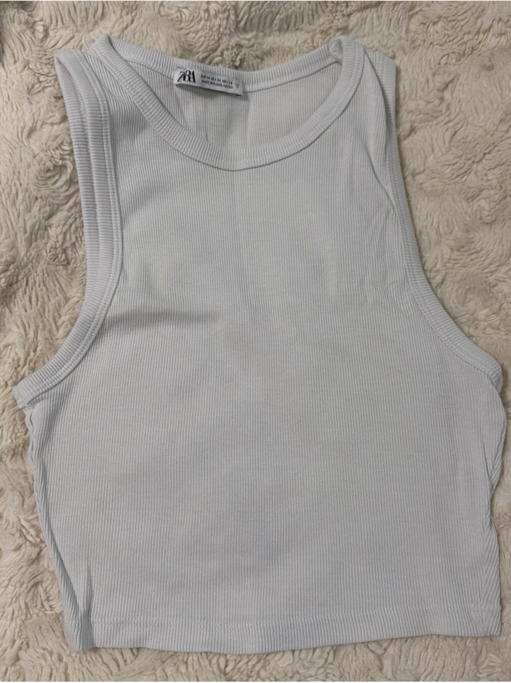 Zara white ribbed cropped tank